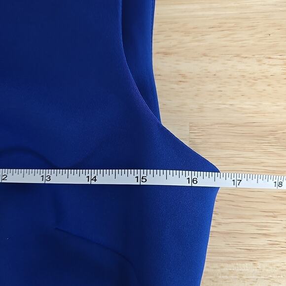 Calvin Klein Blue Polyester Blend Silver Necklace Sheath Dress Size 6 Scuba Midi - Picture 6 of 9